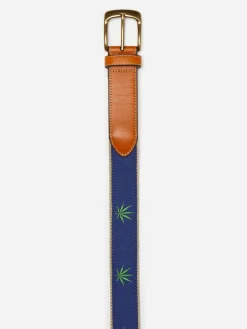 Archie Embroidered Belt In Marijuana Leaf