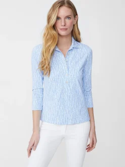 Court 3/4 Sleeve Polo In Textured Ridge