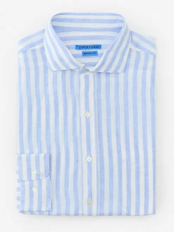 Drummond Modern Fit Linen Shirt In Bengal Stripe