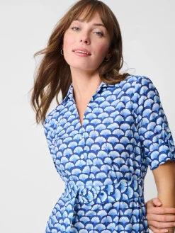 Janelle Silk Dress In Gingko Mosaic