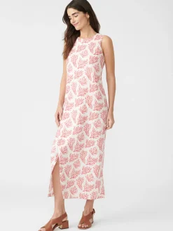 Layana Linen Dress In Mega Coral Cay Texture